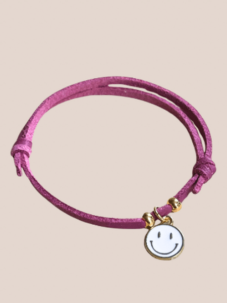 suede violet/paars armbandje met smiley 