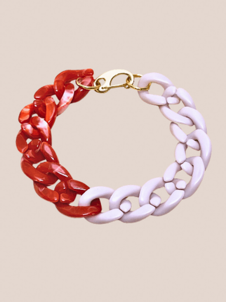 Geschakelde armband red/brown, marble rose
