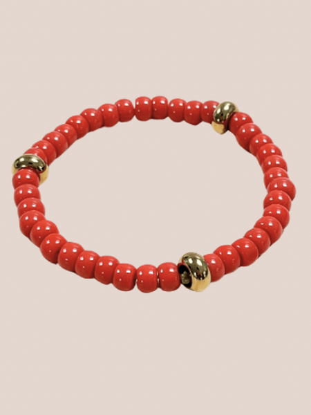 Natuursteenkraal armband Saffron