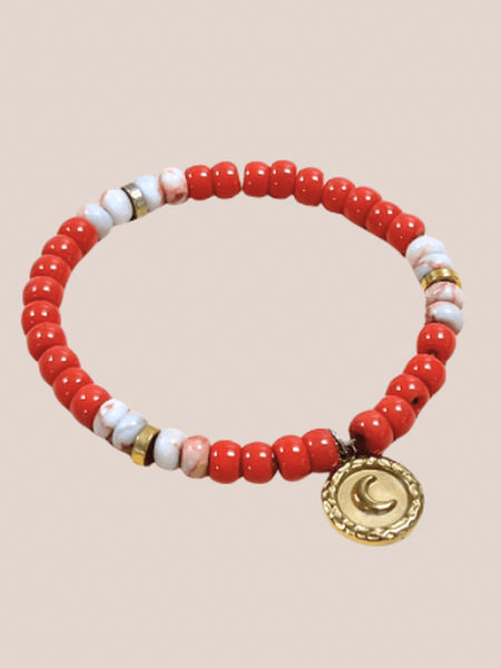Natuursteen kralen armband turmeric