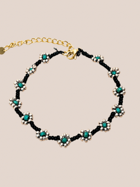 Miyuki bloemetjes armband Petunia black velvet