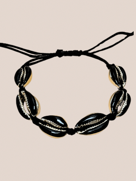 Kauri schelpenarmband zwart
