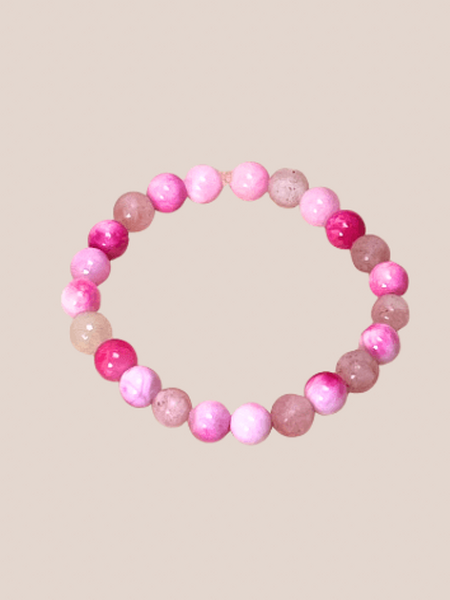 Natuursteen kralen armband fuchia-pink