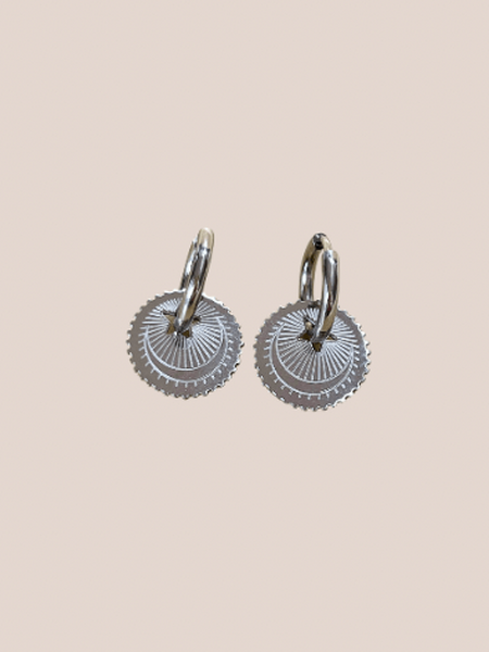 oorhanger, ster/maan coin zilver