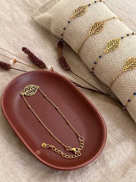leaf armband goud