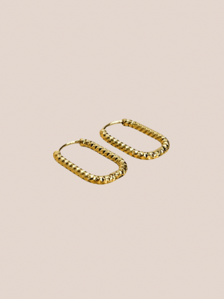 oorring ovaal ribbel goud