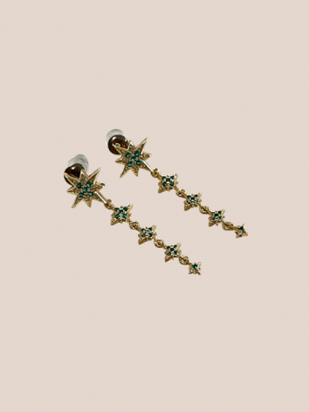 oorsteker 5 star sparkle goud-groen