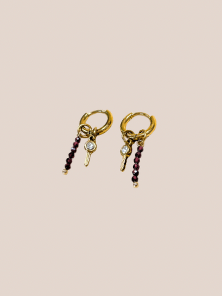 oorhangers kraaltjes met bedel- purple/goud