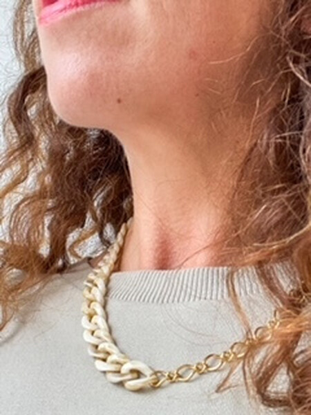 Geschakelde ketting - Vanille, creme